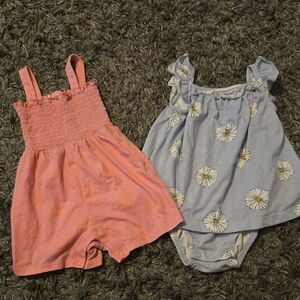 Carter's Pink and Blue Floral Bodysuits
